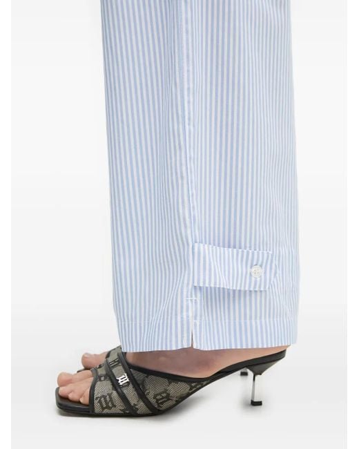 Pantalones a rayas con botón Fiorucci de color Blue