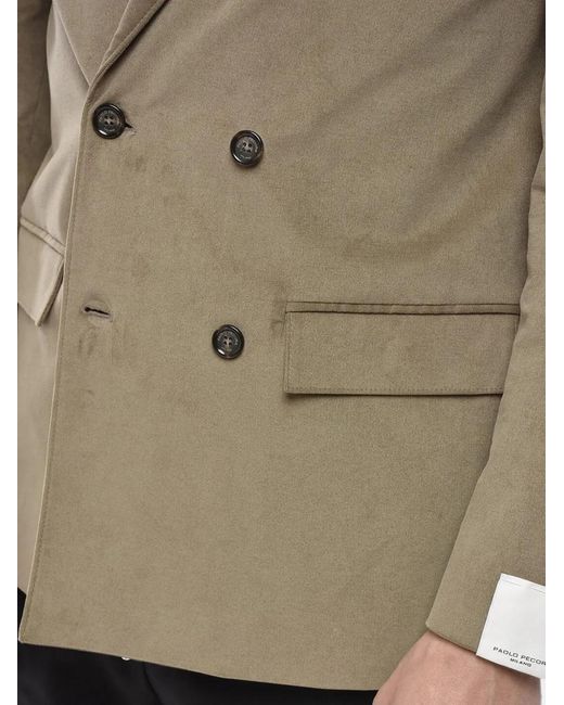 Paolo Pecora Green Double-Breasted Shawl-Lapel Blazer for men