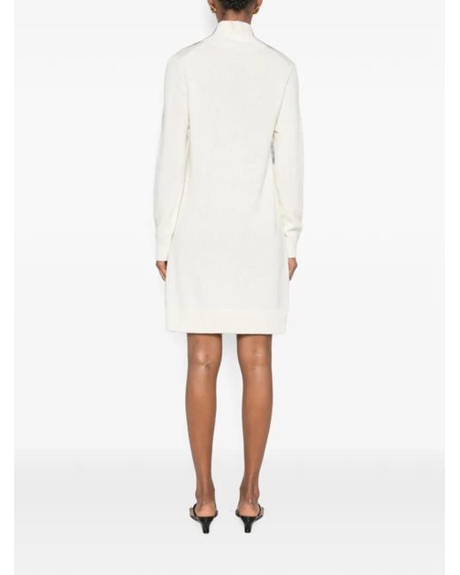 SERGIO MORETTI FIRENZE White High-Neck Knitted Dress