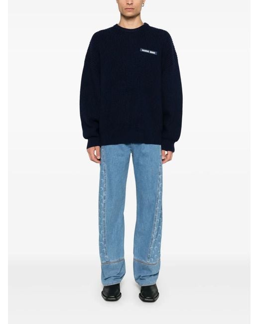 MARINE SERRE Blue Logo-Patch Sweater