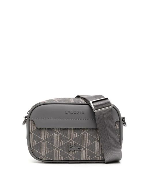 Lacoste Gray Embossed Logo Messenger Bag for men