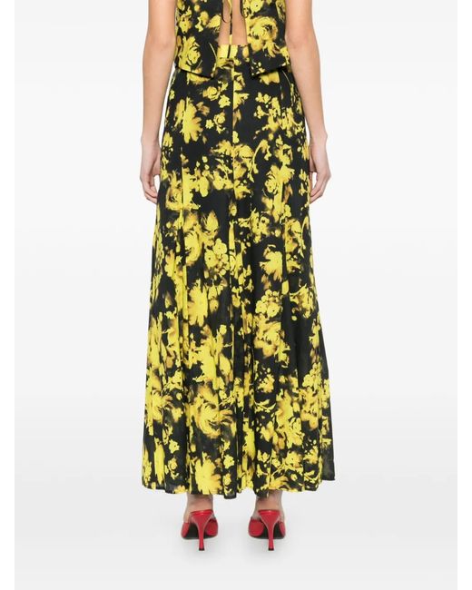 Erika Cavallini Semi Couture Yellow Floral-Pattern Maxi Skirt