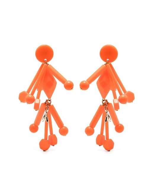 Patrizia Pepe Orange Geometric-pendant Clip-on Earrings