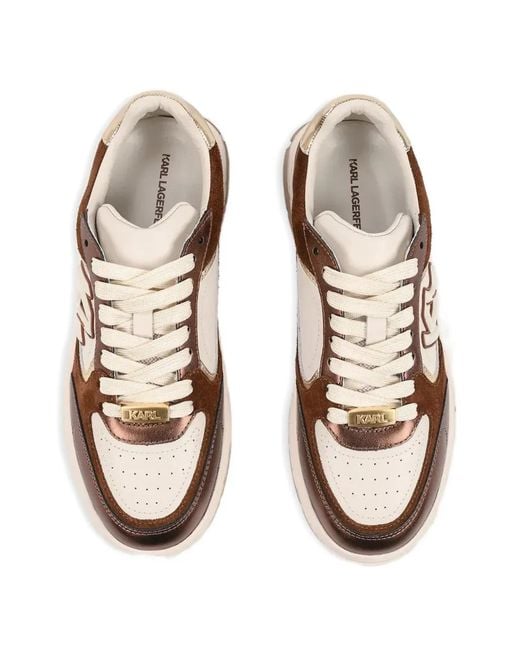 Karl Lagerfeld Brown Logo-Detail Suede Sneakers