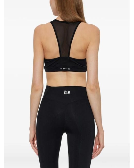 P.E Nation Black All Out Mesh-Panelled Training Bra