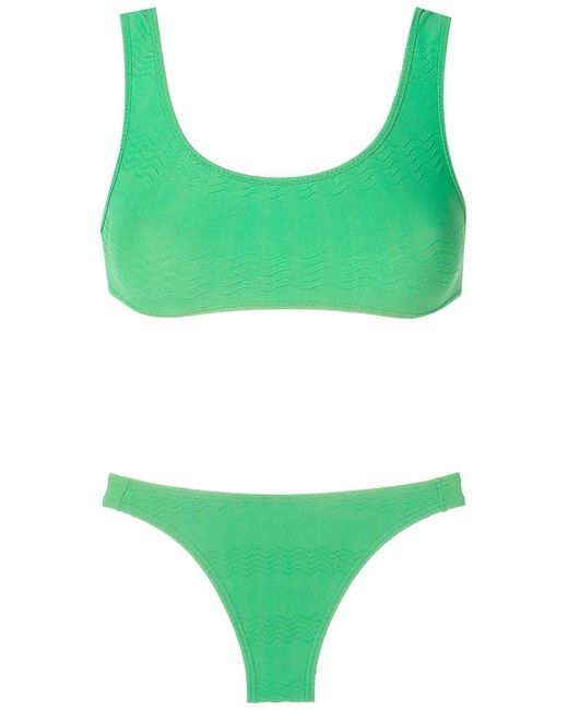 Amir Slama Green Wave-Stitch Non-Wired Bikini Set