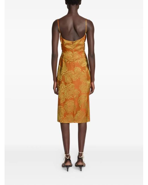 Dries Van Noten Midi-Jurk Met Geometrisch Patroon in het Orange