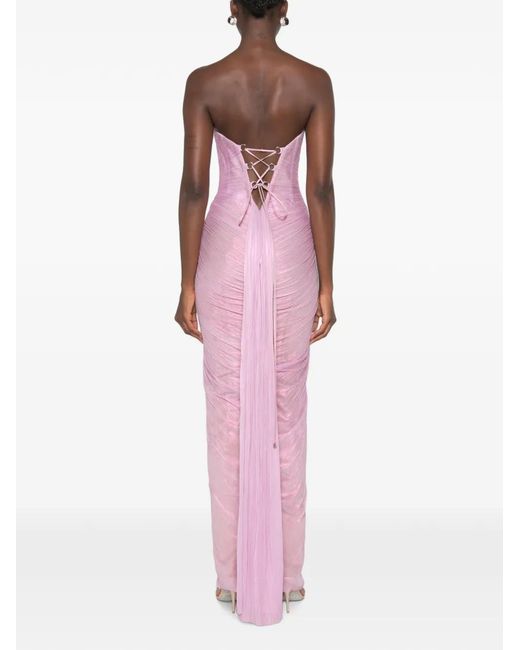 Maria Lucia Hohan Pink Alessandra Pleated Corset-Style Maxi Dress