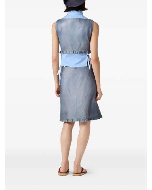 Miu Miu Blue Nappa-Leather Skirt