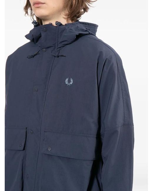Fred Perry Blue Hooded Parka Jacket for men