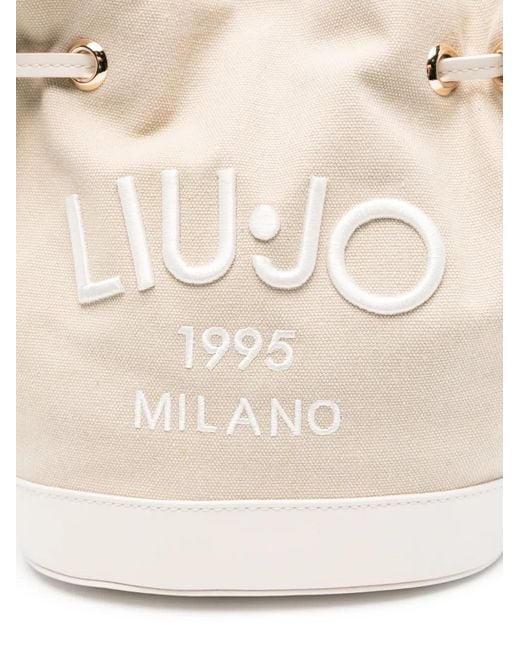 Liu Jo White Logo-Patch Bucket Bag