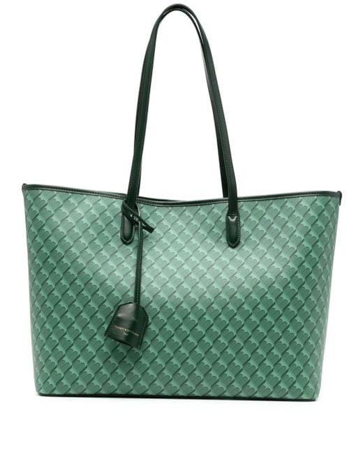 Tammy & Benjamin Green Monogram-Pattern Leather Tote Bag
