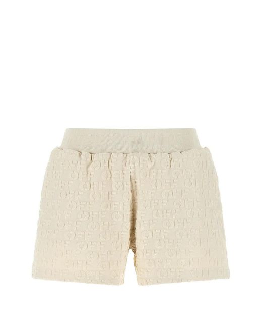 Off-White c/o Virgil Abloh White Logo-Jacquard Terry Mini Shorts