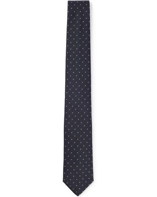 Boss Blue Patterned-jacquard Silk Tie for men