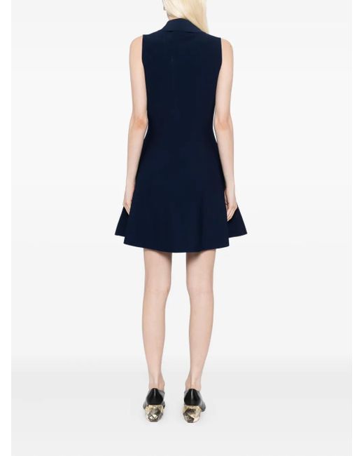 Theory Blue Polo-Collar A-Line Dress