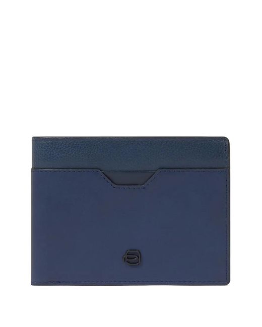 Piquadro Blue Grained Leather Wallet for men