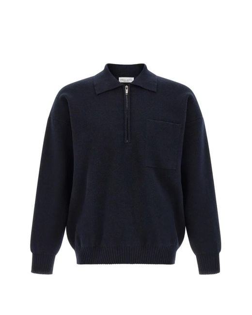 Roberto Collina Blue Half-Zip Chest-Pocket Polo Shirt for men