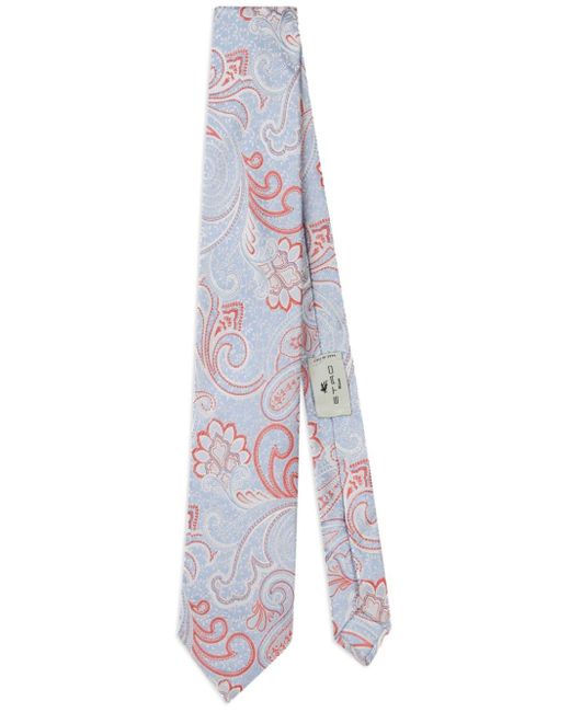 Cravatta con stampa paisley jacquard di Etro in White da Uomo