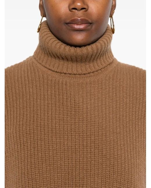DAVANTINO Brown Turtleneck Sleeveless Wool Sweater