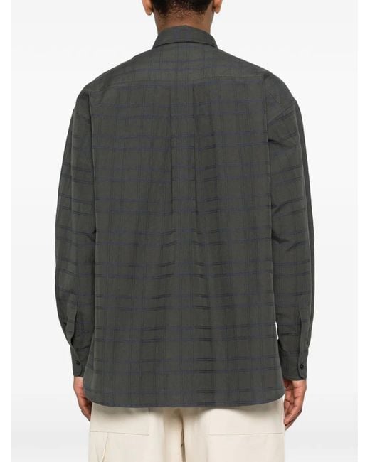 SAGE NATION Gray Chisholm Oversized Long-Sleeve Check Shirt for men