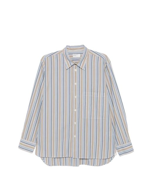 Universal Works Gray Pocket Striped Shirt for men