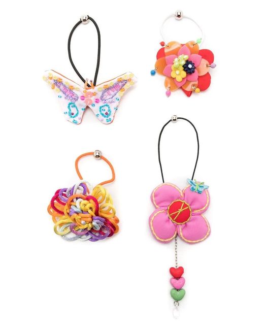 Amir Slama Pink Floral-Appliqué Hair Tie