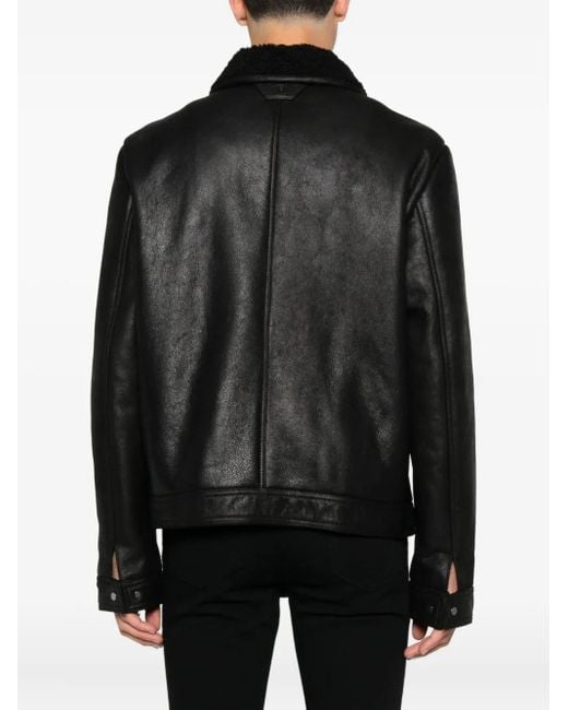 Salvatore Santoro Lederjacke mit Fleece-Futter in Black für Herren