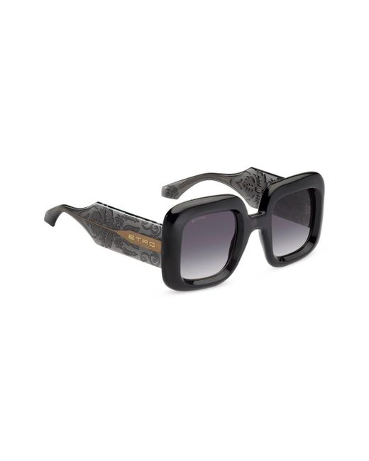 Etro Black Paisley-print Oversize-frame Sunglasses