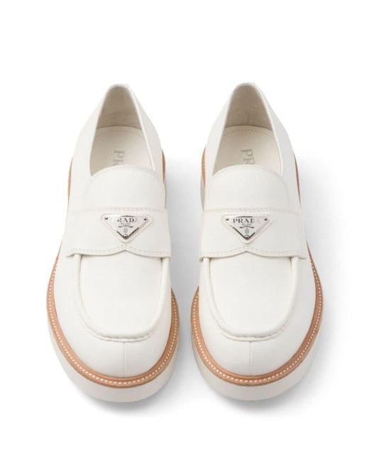 Prada Loafer mit Triangel-Logo in White für Herren
