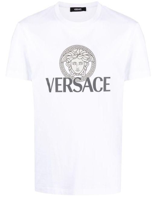 T-shirt à imprimé Medusa Head en coton Versace pour homme en coloris White