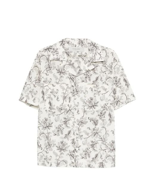 Golden Goose Deluxe Brand White Journey M's Short Sleeves Boxy Shirt Pasifae Printed Cotton for men