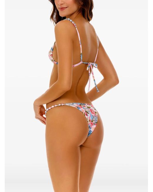 Agua Bendita Blue Belle Floral-Print Bikini Top