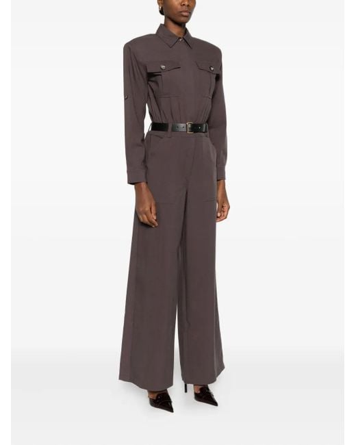 Self-Portrait Brown Belted Pocket Jumpsuit