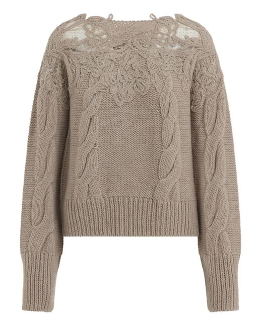 Maglione Con Inserti di Ermanno Scervino in Natural
