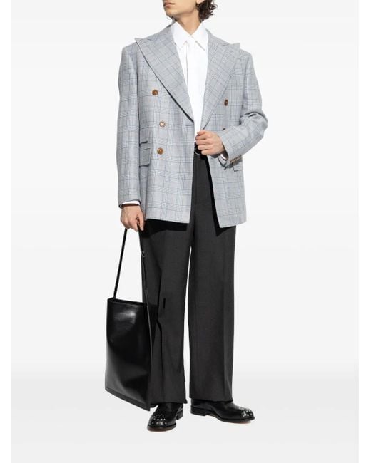 Vivienne Westwood Blue Checked Design Jacket With Peaked Lapels for men