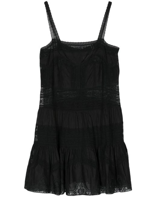 Zimmermann Black Lace Trim Detail Short Dress