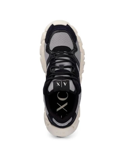 ARMANI EXCHANGE White Mesh-Panelled Chunky-Sole Sneakers for men