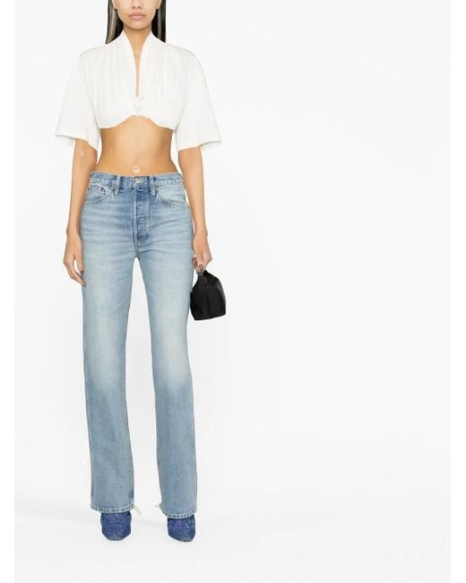 Alexander Wang White Draped Crop Top
