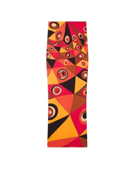 Emilio Pucci Red Occhi-Print Long Skirt
