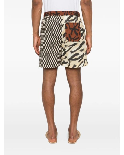 Nanushka White Geometric-Pattern Shorts for men