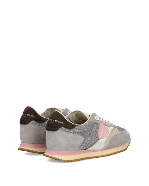 Philippe Model Gray Blville Glitter Panelled Trainers