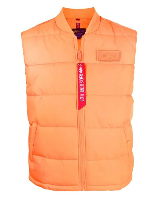 メンズ Alpha Industries キルティング ベスト Orange
