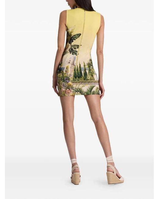 Alice + Olivia Metallic Wynell Landscape-Print Mini Dress