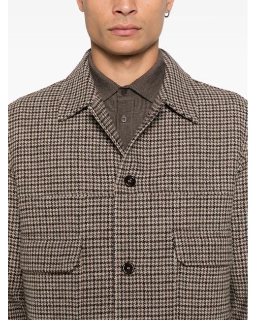NEW YORK RESIDENT Brown Houndstooth Overshirt for men