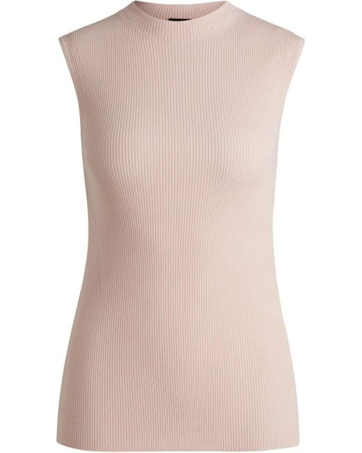 Boss リブニット トップ Natural