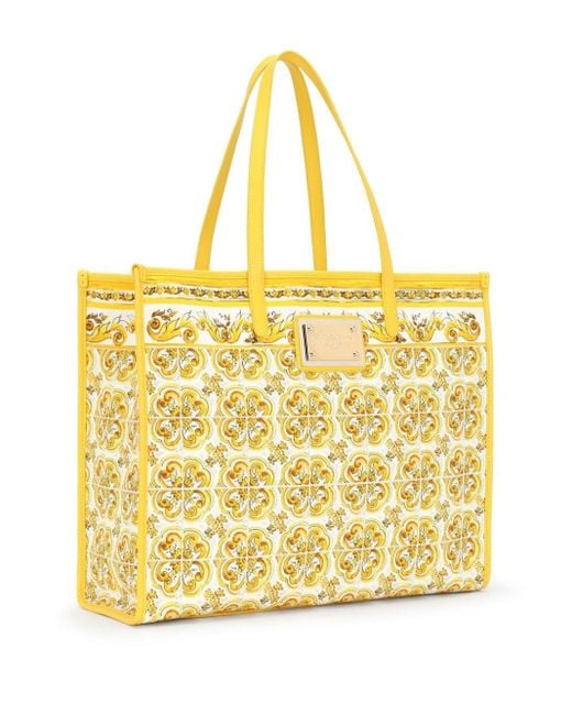 Dolce & Gabbana マジョリカプリント ハンドバッグ Yellow