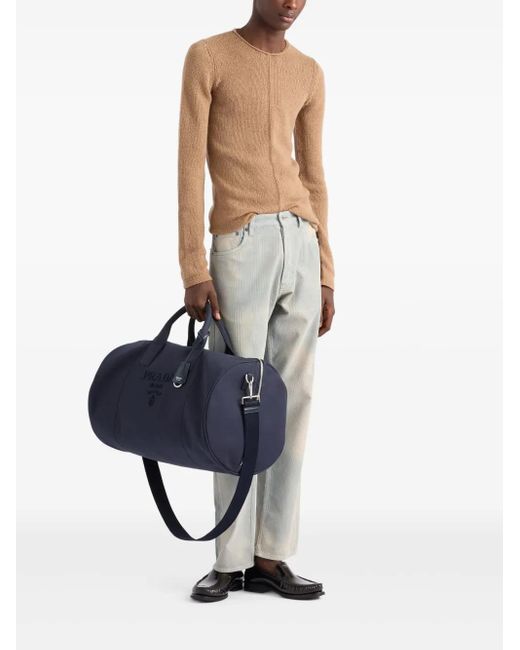 Prada Blue Canvas Duffle Bag