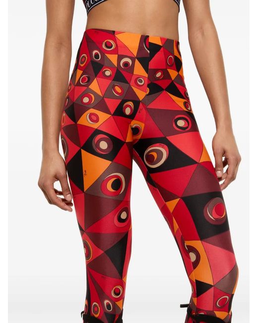 Emilio Pucci Red Occhi-Print Leggings