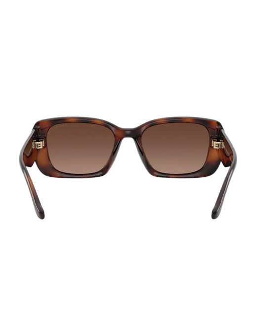 COACH Brown Maxi Sculpted C Logo-Plaque Rectangle-Frame Sunglasses