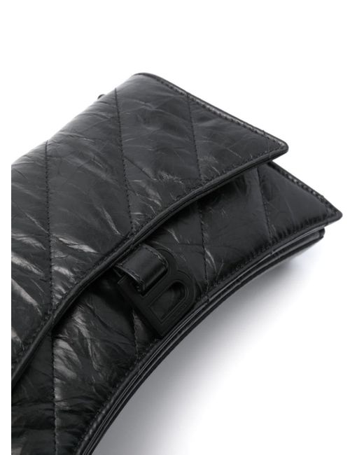 Balenciaga Black Small Crush Leather Shoulder Bag